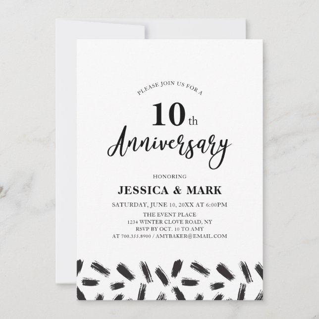 Invitation simple moderne du 10e anniversaire du M (Devant)