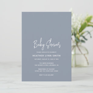 Invitation Simple moderne Dusty Blue Boy Baby shower élégant