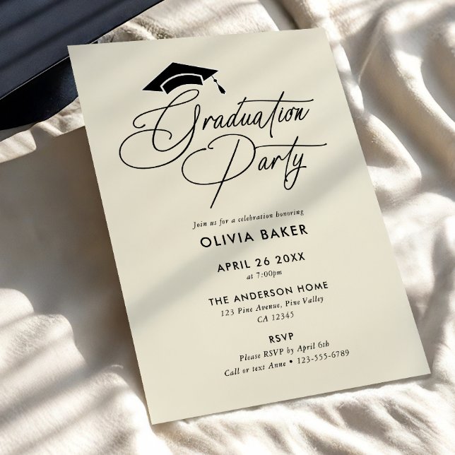 Invitation Simple Moderne Écriture Manuscrite pour Fête de Re (Créateur téléchargé)