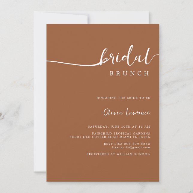 Invitation Simple moderne écriture manuscrite script Brunch n (Devant)