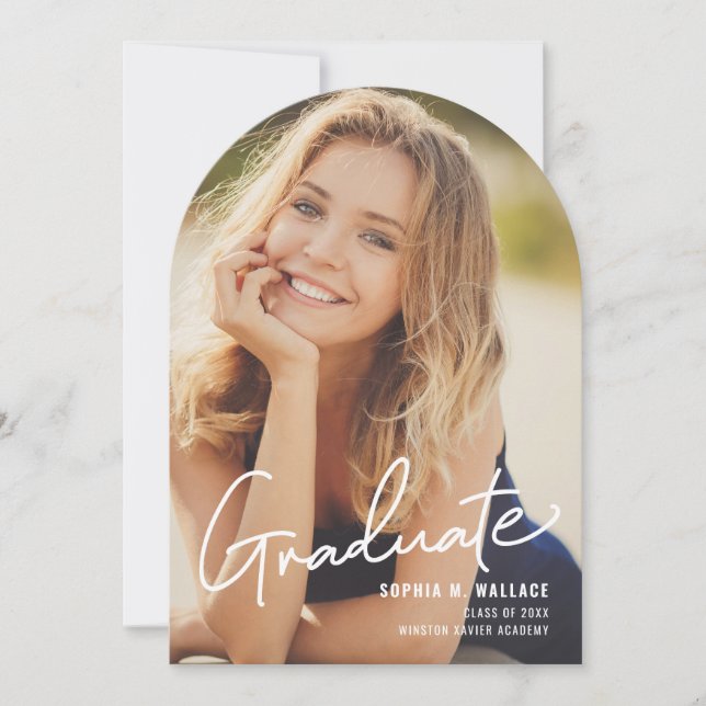 Invitation Simple moderne écriture manuscrite script Graduate (Devant)