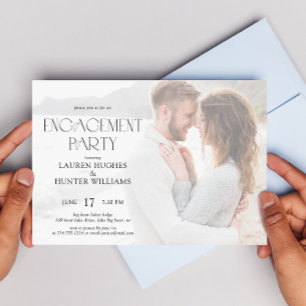 Invitation Simple moderne Elegant 2 Photo Engagement Party