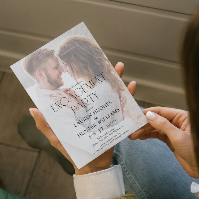 Invitation Simple moderne Elegant 2 Photo Engagement Party (Créateur téléchargé)