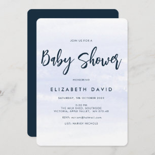 Invitation Simple moderne Elegant Baby shower bleu marine