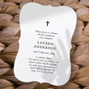 Invitation Simple moderne Elegant Chic Cross Première communi
