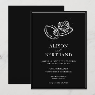 Invitation Simple moderne élégant couple bague mariage