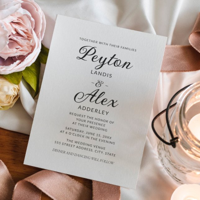 Invitation Simple Moderne Élégant Crème Mariée Marié Mariage  (Créateur téléchargé)
