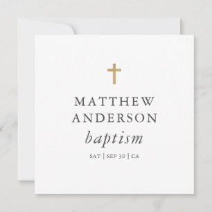 Invitation Simple moderne Elegant Cross Baby Baptism