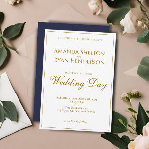 Invitation Simple Moderne Élégant Mariage Écriture Dorée