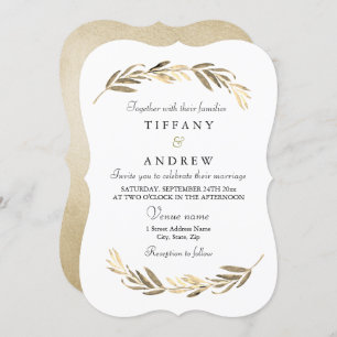 Invitation Simple moderne Elegant Mariage Gold Leaf
