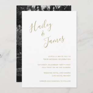 Invitation Simple moderne Elegant Mariage photo or