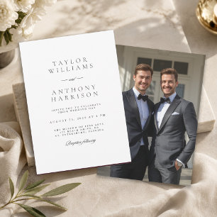 Invitation Simple Moderne Élégant Photo Mariage