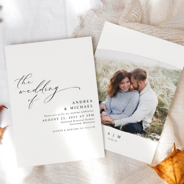 Invitation Simple Moderne Élégant Photo Mariage (Créateur téléchargé)