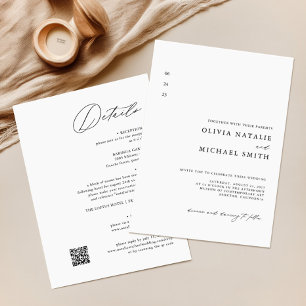 Invitation Simple moderne élégant tout en un Mariage de code