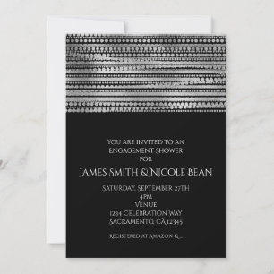 Invitation simple moderne élégante argent et noir