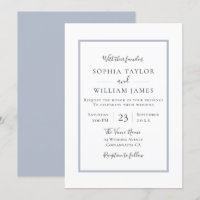 Simple Moderne Élégante Bordure Bleue Mariage Scri