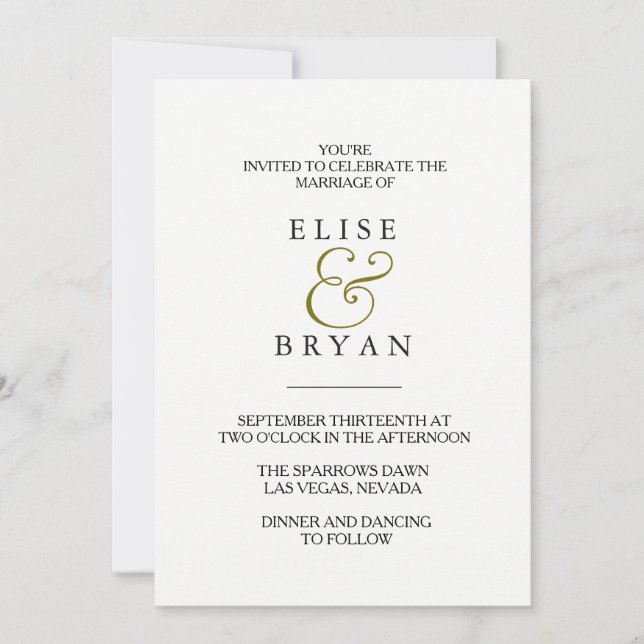Invitation Simple Moderne Élégante Typographie Mariage Invite (Devant)