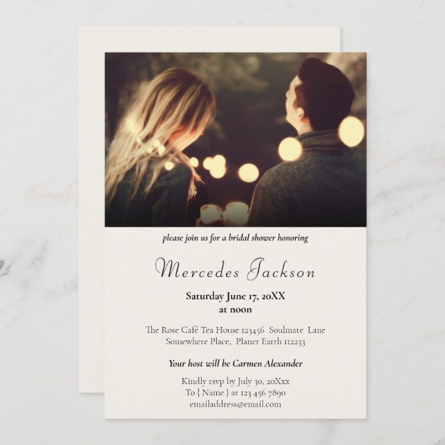 Invitation Simple, moderne et élégant avec Mariage initial (Devant / Derrière)