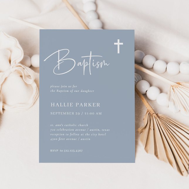 Invitation Simple, moderne et minimaliste | Baptême bleu (Créateur téléchargé)