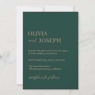 Invitation Simple, moderne et minimaliste Emerald Green Mar