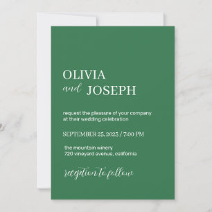 Invitation Simple, moderne et minimaliste   Mariage vert
