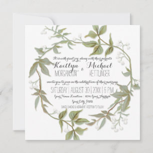 Invitation Simple Moderne Feuille de laurier Wreath Babys Res