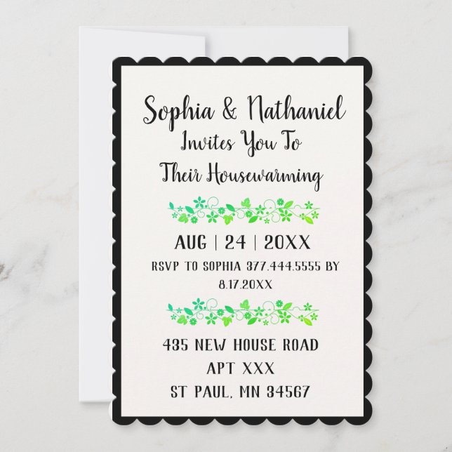 Invitation Simple Moderne Floral Nouvelle Maison Célébration  (Devant)
