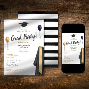 Invitation Simple Moderne Graduation Lycée ColIege Uni