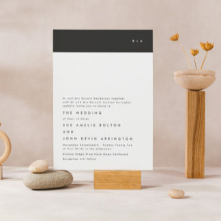 Invitation Simple Moderne Hochzeit mit schwarzen Streifen und