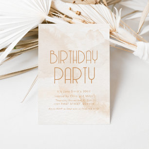 Invitation Simple moderne Joyeux Anniversaire Beige Invitatio