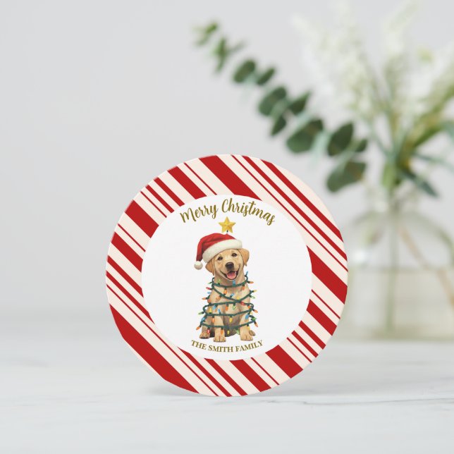 Invitation Simple moderne joyeux noël Lab chiot patte (Debout devant)