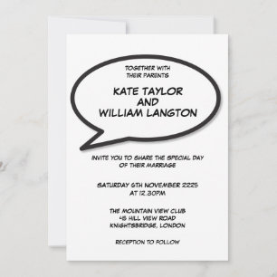 Invitation Simple Moderne Mariage BD Noir et Blanc