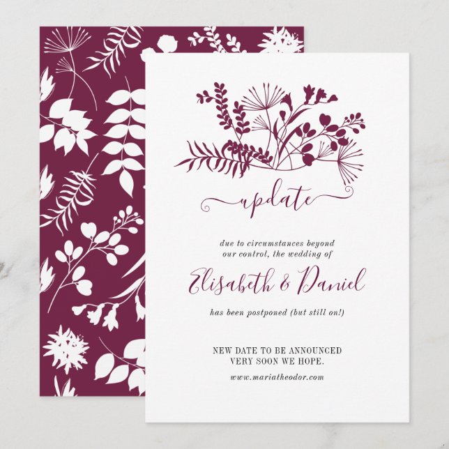 Invitation Simple Moderne Mariage Bourgogne Mise à Jour (Devant / Derrière)