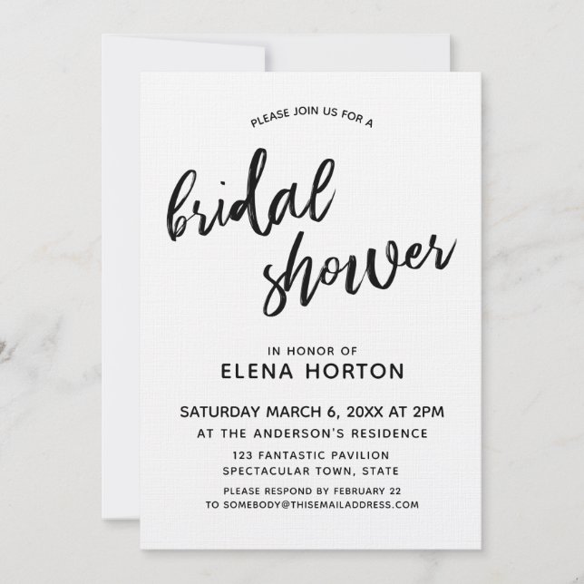 Invitation Simple Moderne Mariage Civil Blanc Noir (Devant)