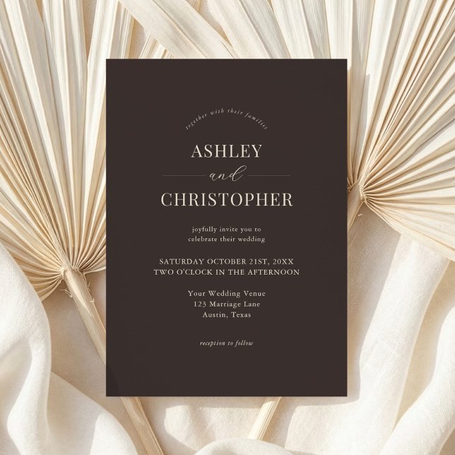 Invitation Simple Moderne Mariage Élégant Brun (Créateur téléchargé)