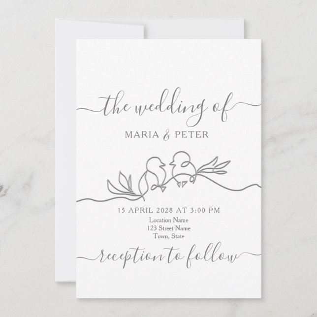 Invitation Simple Moderne Mariage Minimaliste (Devant)