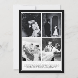 Invitation Simple Moderne Mariage Noir et Blanc 4Photo