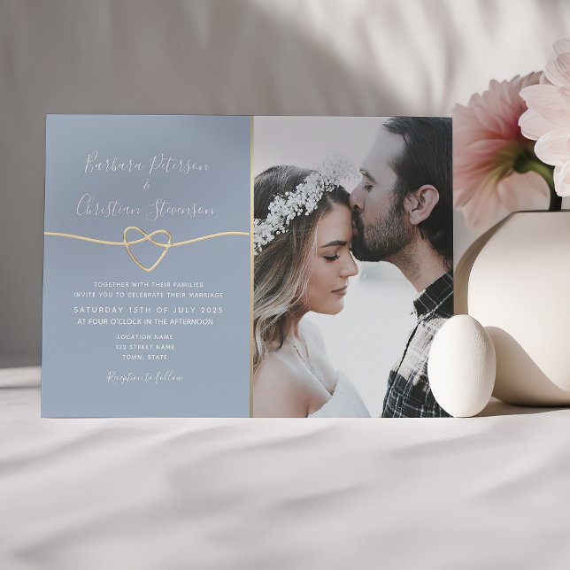 Invitation Simple Moderne Mariage Photo Dusty Blue (Créateur téléchargé)