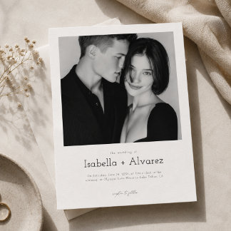 Invitation Simple Moderne Mariage Photo Noir et Blanc