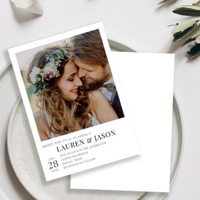 Invitation Simple moderne Mariage photo noir et blanc (Créateur téléchargé)