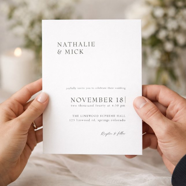 Invitation Simple Moderne Minimaliste Mariage Monochrome  (Créateur téléchargé)