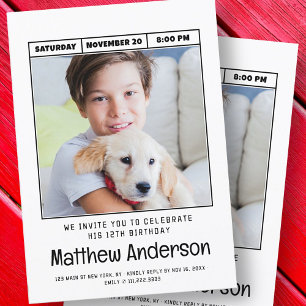 Invitation Simple moderne minimaliste photo fête d'anniversai