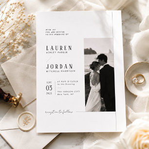 Invitation Simple Moderne Minimaliste Photo Mariage