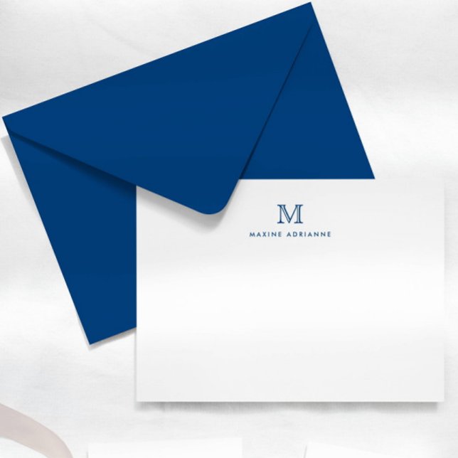 Invitation Simple Moderne Monogramme Bleu Marine (Créateur téléchargé)