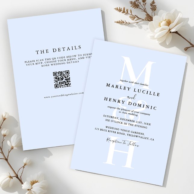 Invitation Simple Moderne Monogramme Tout En Un Mariage (Créateur téléchargé)