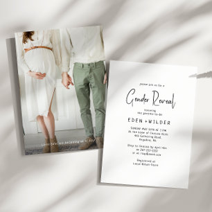 Invitation Simple moderne Neutral Baby Genre Reveillez Photo