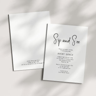 Invitation Simple moderne Neutral bébé Sip et voir douche