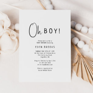 Invitation Simple moderne Neutral Oh Baby shower garçon