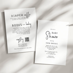 Invitation Simple moderne neutre   Tout en un Baby shower