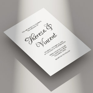 Invitation Simple moderne noir et blanc Mariage de calligraph